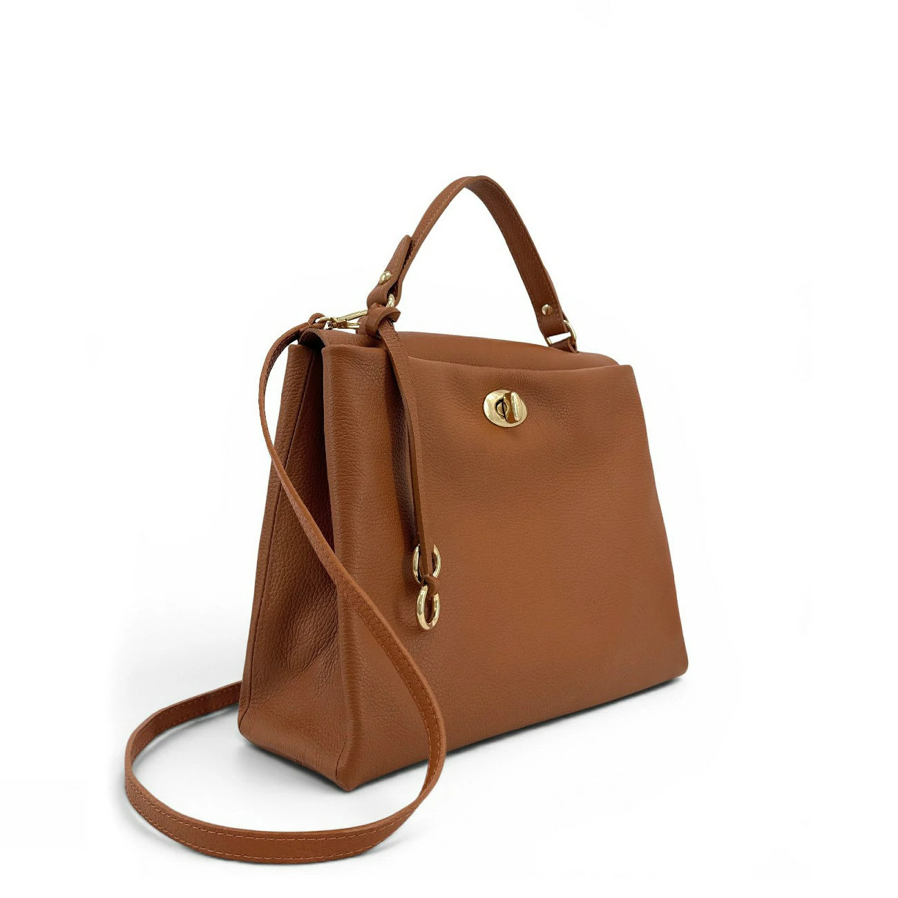 Sac à main en cuir grainé CHELSEA Marron camel foncé