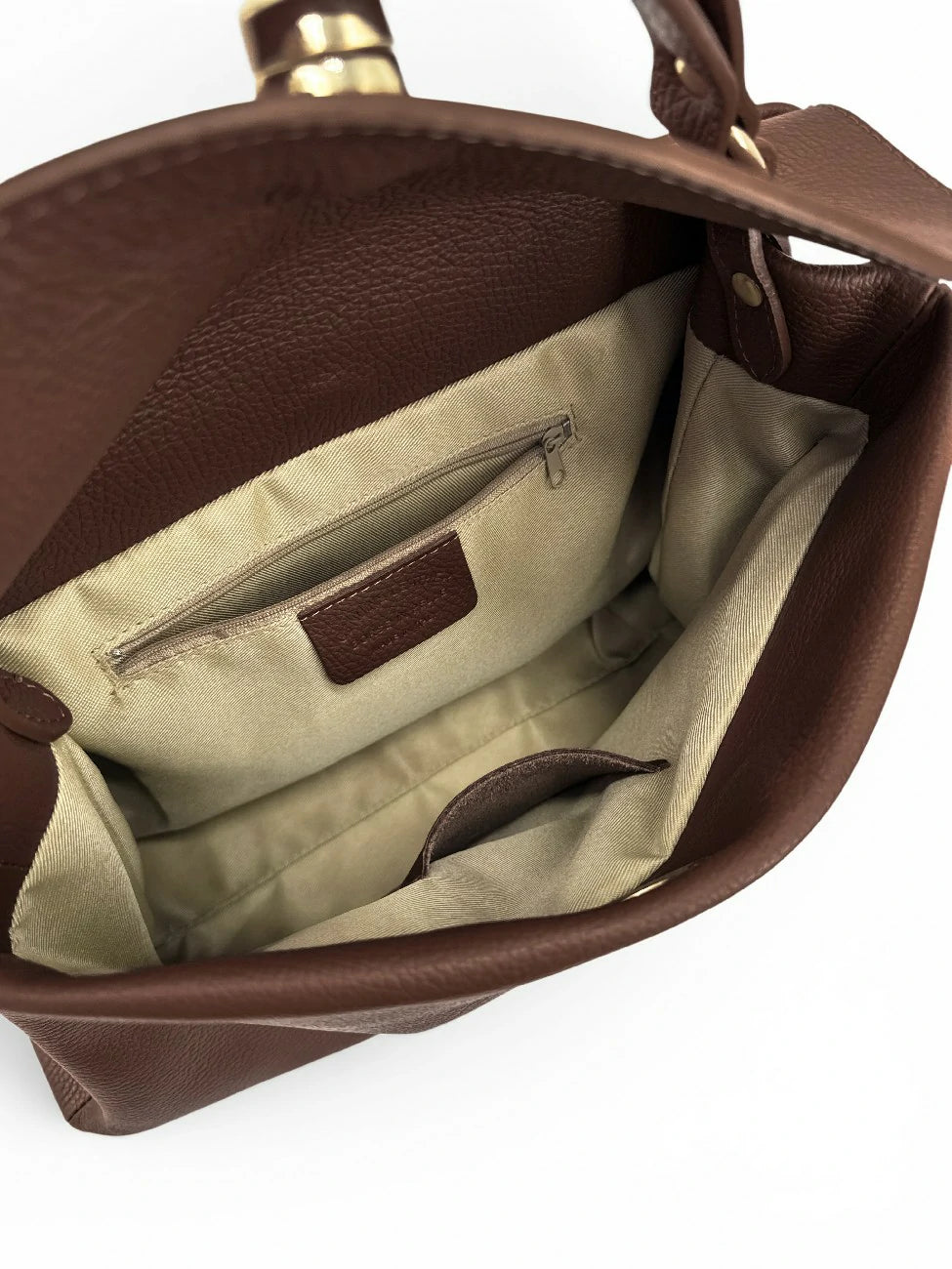 Handtasche aus genarbtem Leder CHELSEA Schokobraun