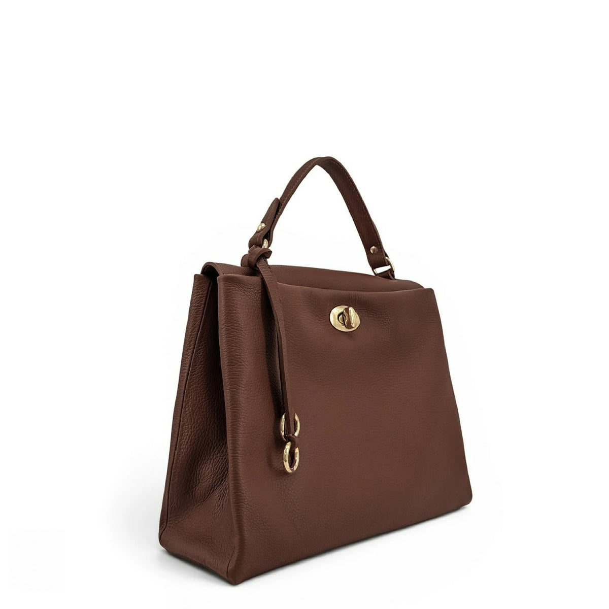 Handtasche aus genarbtem Leder CHELSEA Schokobraun