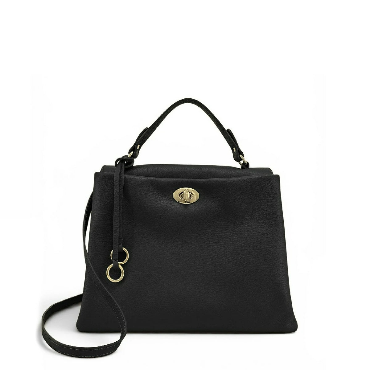 Handtasche aus genarbtem Leder CHELSEA Schwarz