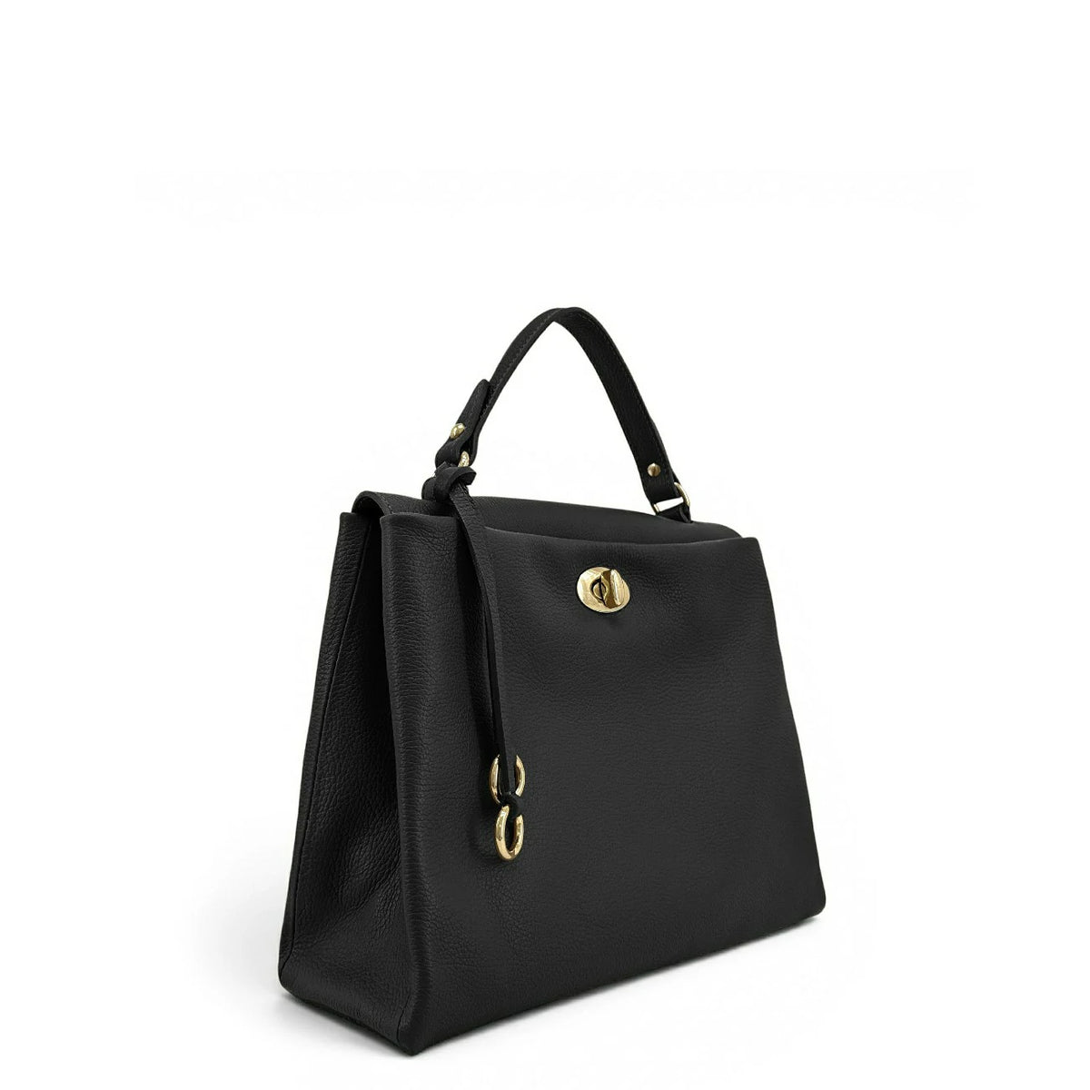 Handtasche aus genarbtem Leder CHELSEA Schwarz