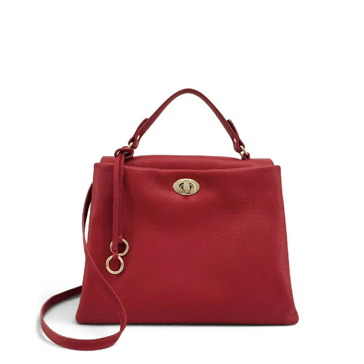 Handtasche aus genarbtem Leder CHELSEA Krapprot