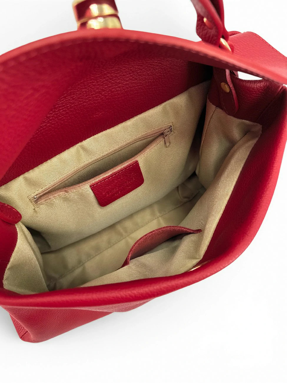 Handtasche aus genarbtem Leder CHELSEA Krapprot