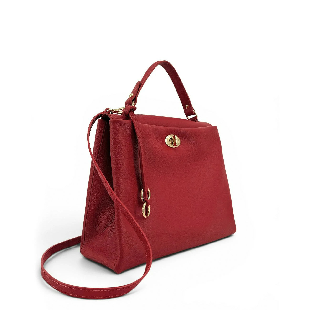 Sac à main en cuir grainé CHELSEA Rouge garance