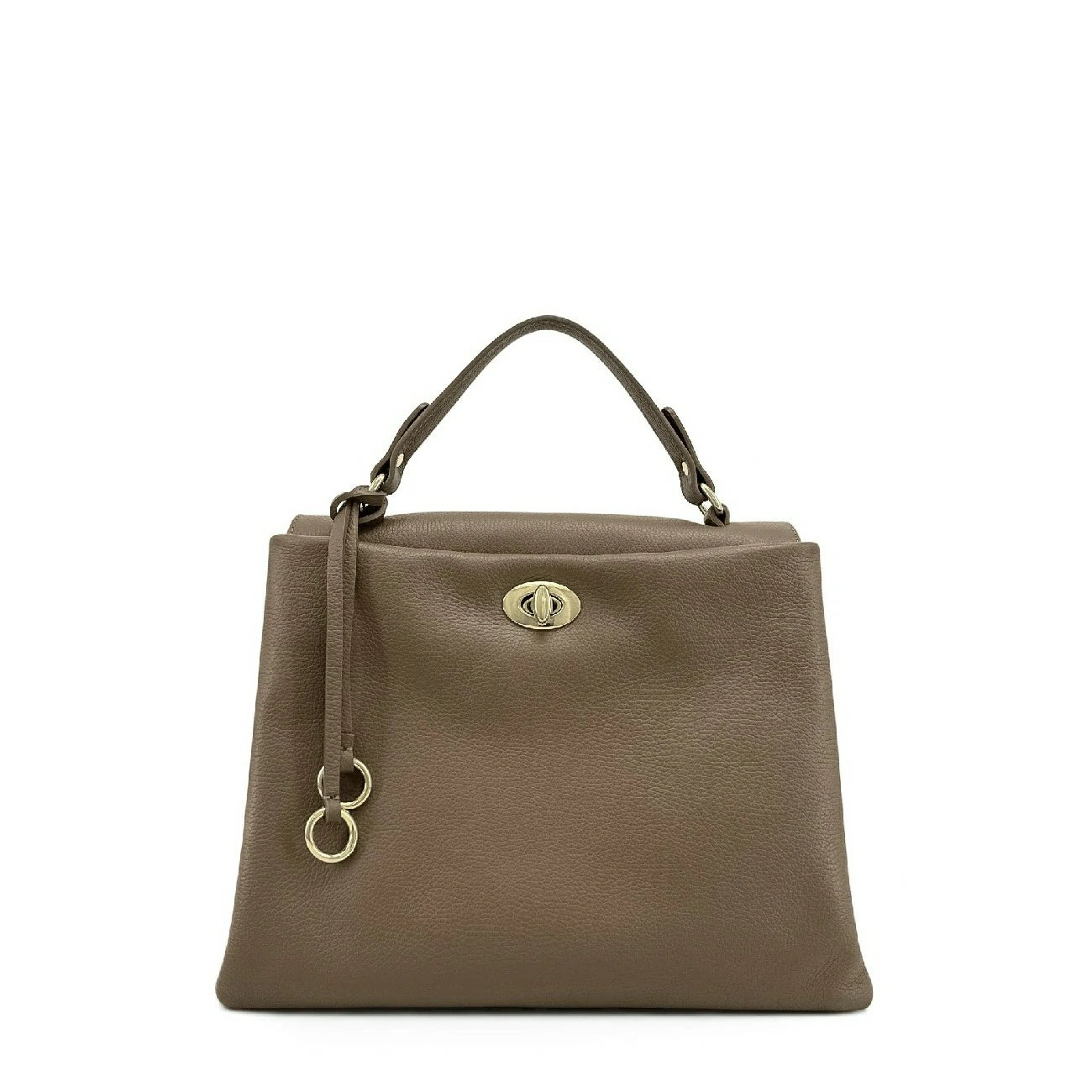 Sac à main en cuir grainé CHELSEA Taupe foncé