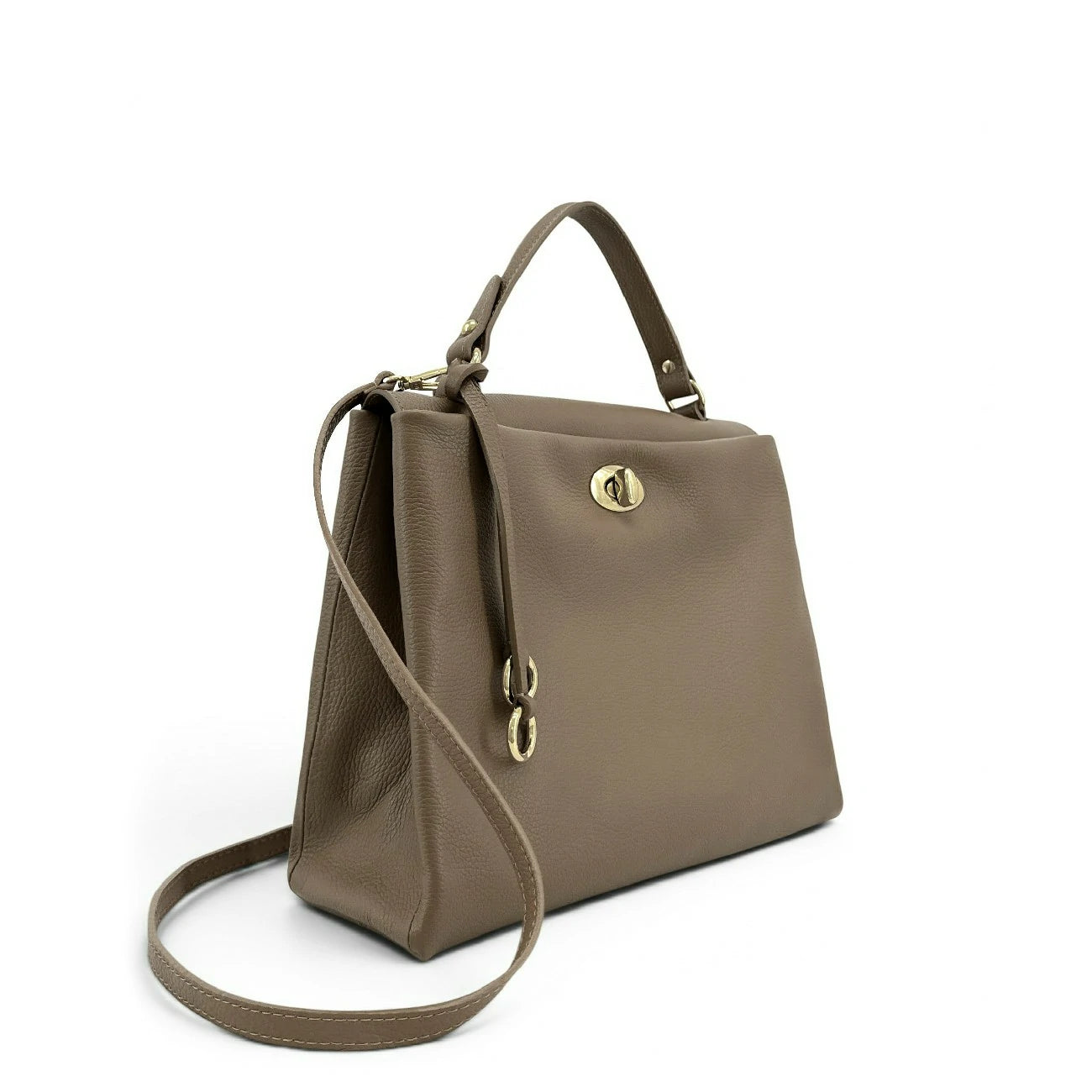 Sac à main en cuir grainé CHELSEA Taupe foncé