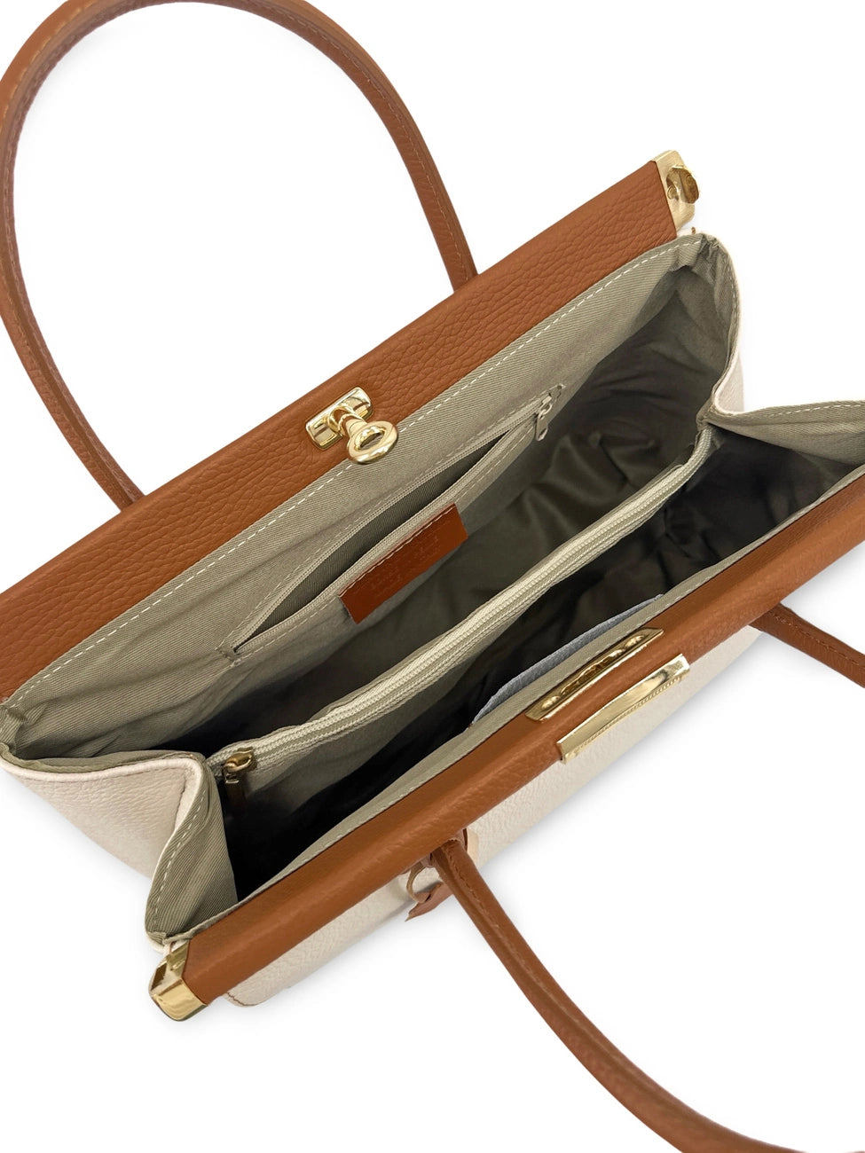 Bowling-Tasche aus genarbtem Leder TROCADERO Cognacbeige