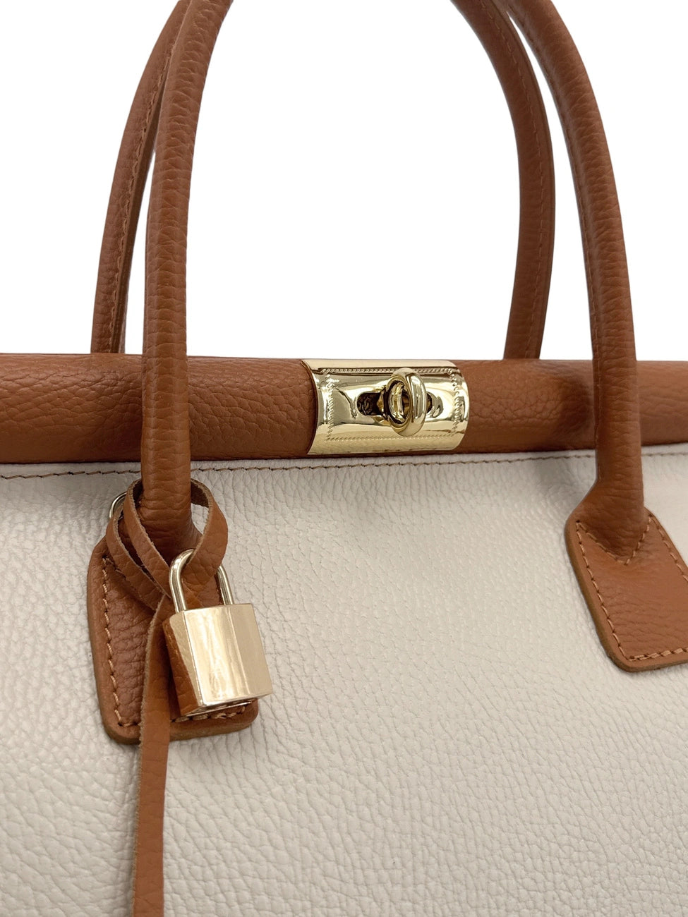 Bowling-Tasche aus genarbtem Leder TROCADERO Cognacbeige