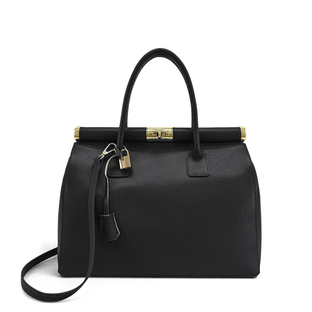 TROCADERO grained leather bowling bag, Black