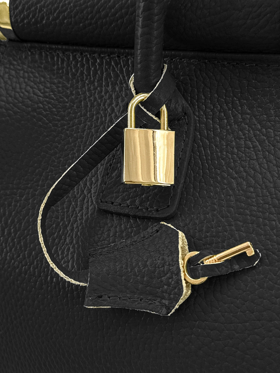 TROCADERO grained leather bowling bag, Black