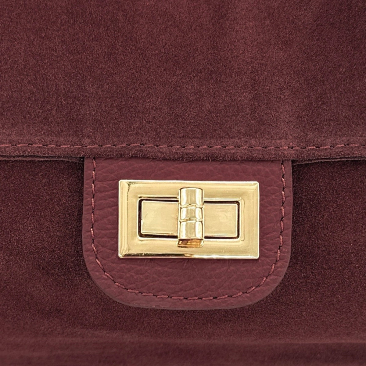 Grand sac besace en daim POPPINS Bordeaux