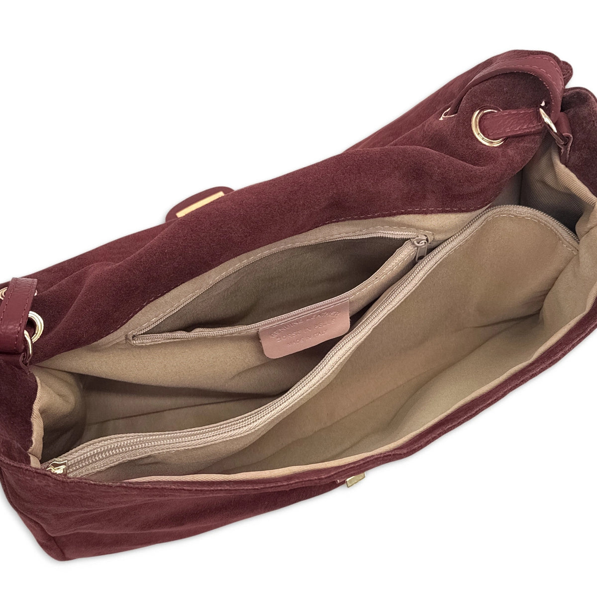 Grand sac besace en daim POPPINS Bordeaux
