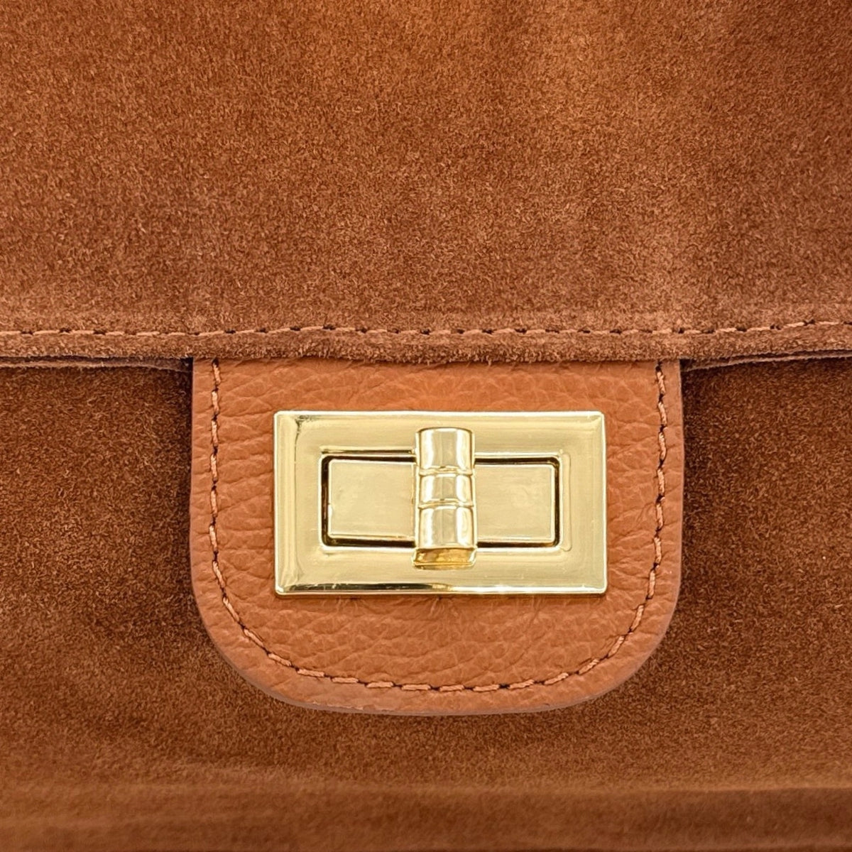 Grand sac besace en daim POPPINS Marron Camel foncé