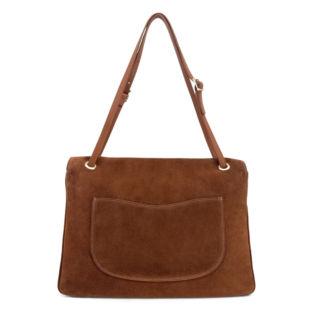 Grand sac besace en daim POPPINS Marron Camel foncé