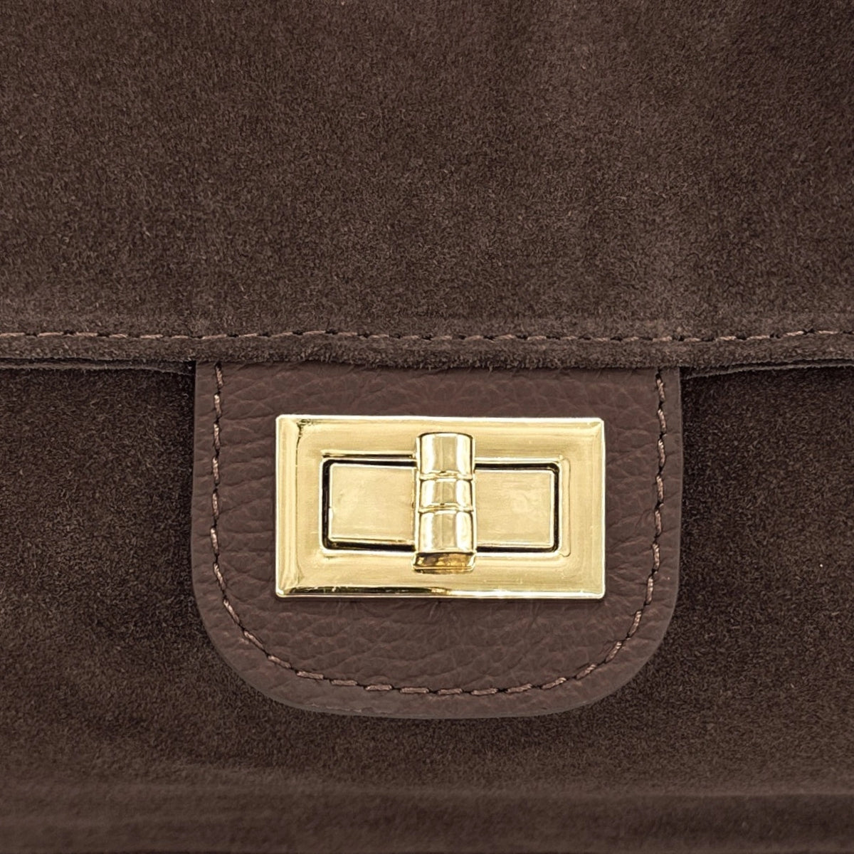 Grand sac besace en daim POPPINS Marron Chocolat
