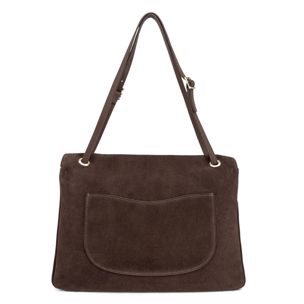 Grand sac besace en daim POPPINS Marron Chocolat