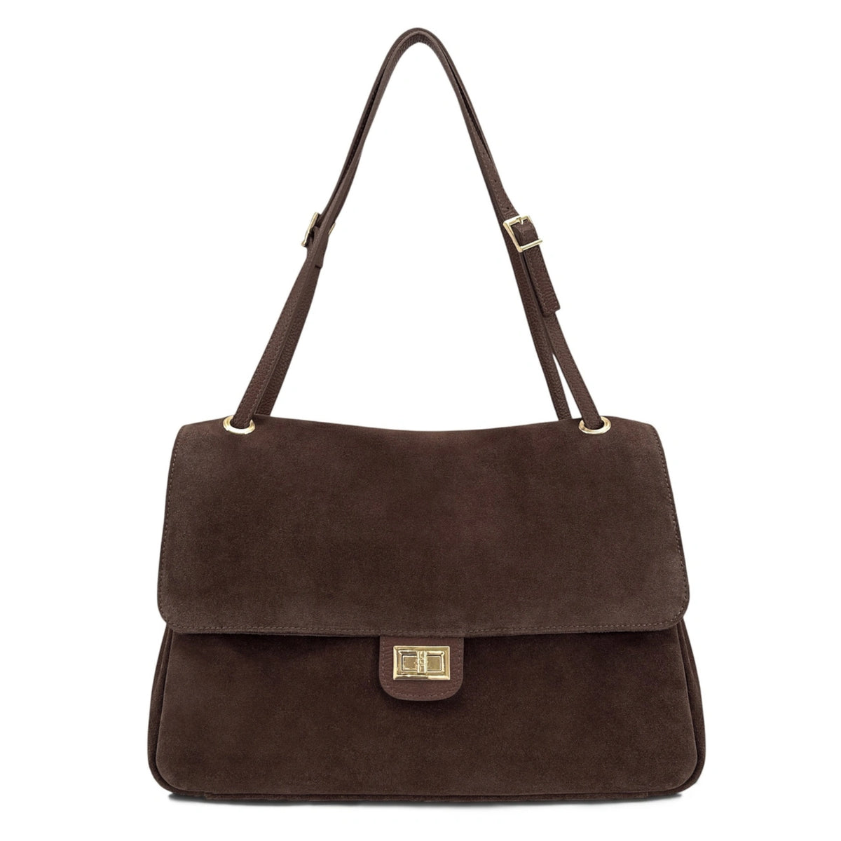 Grand sac besace en daim POPPINS Marron Chocolat