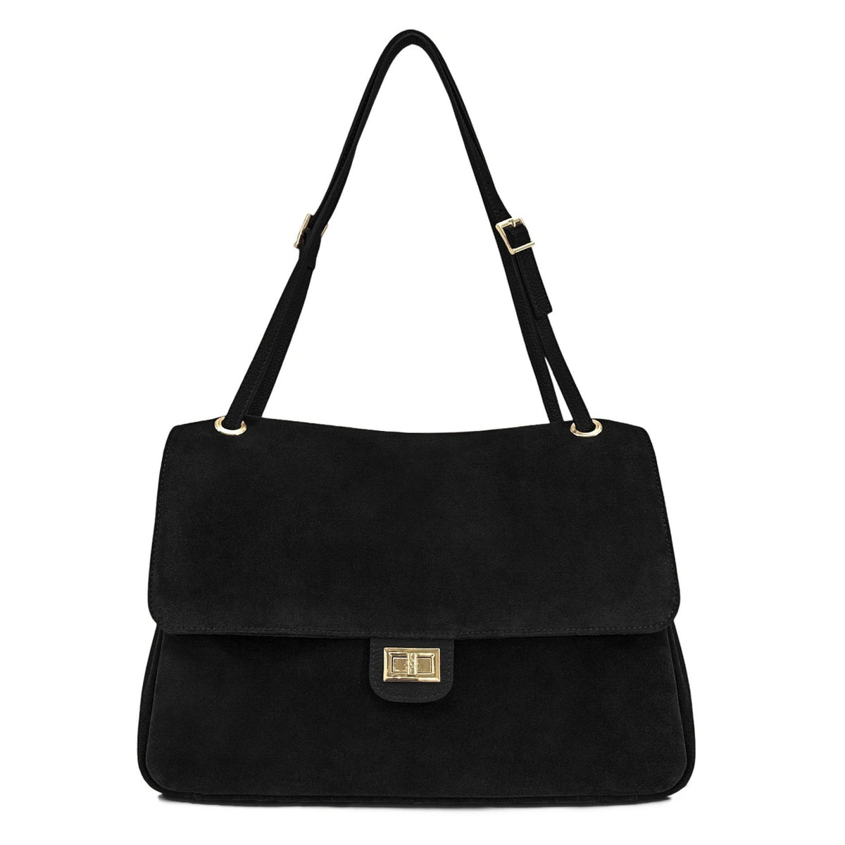 Grand sac besace en daim POPPINS Noir