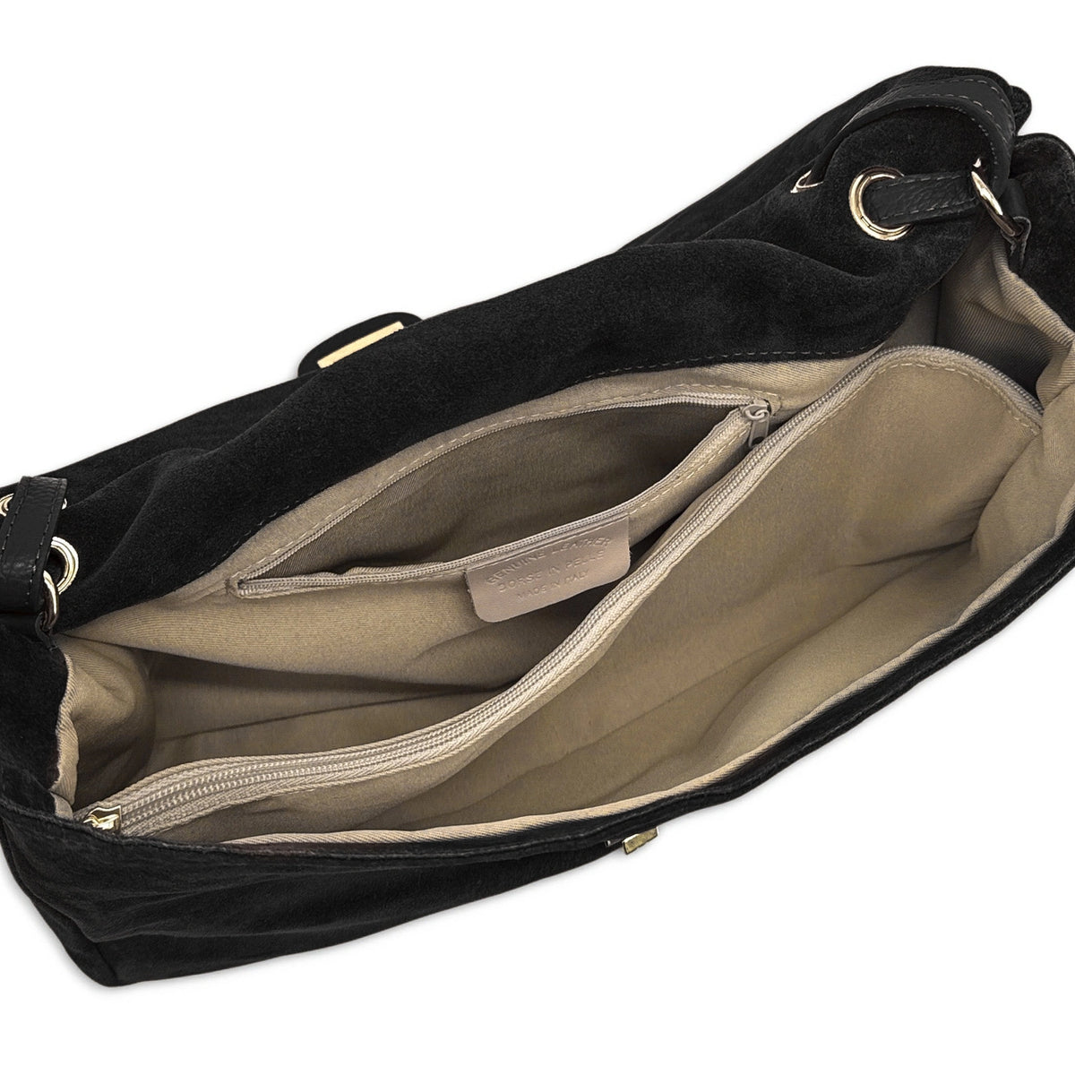 Grand sac besace en daim POPPINS Noir
