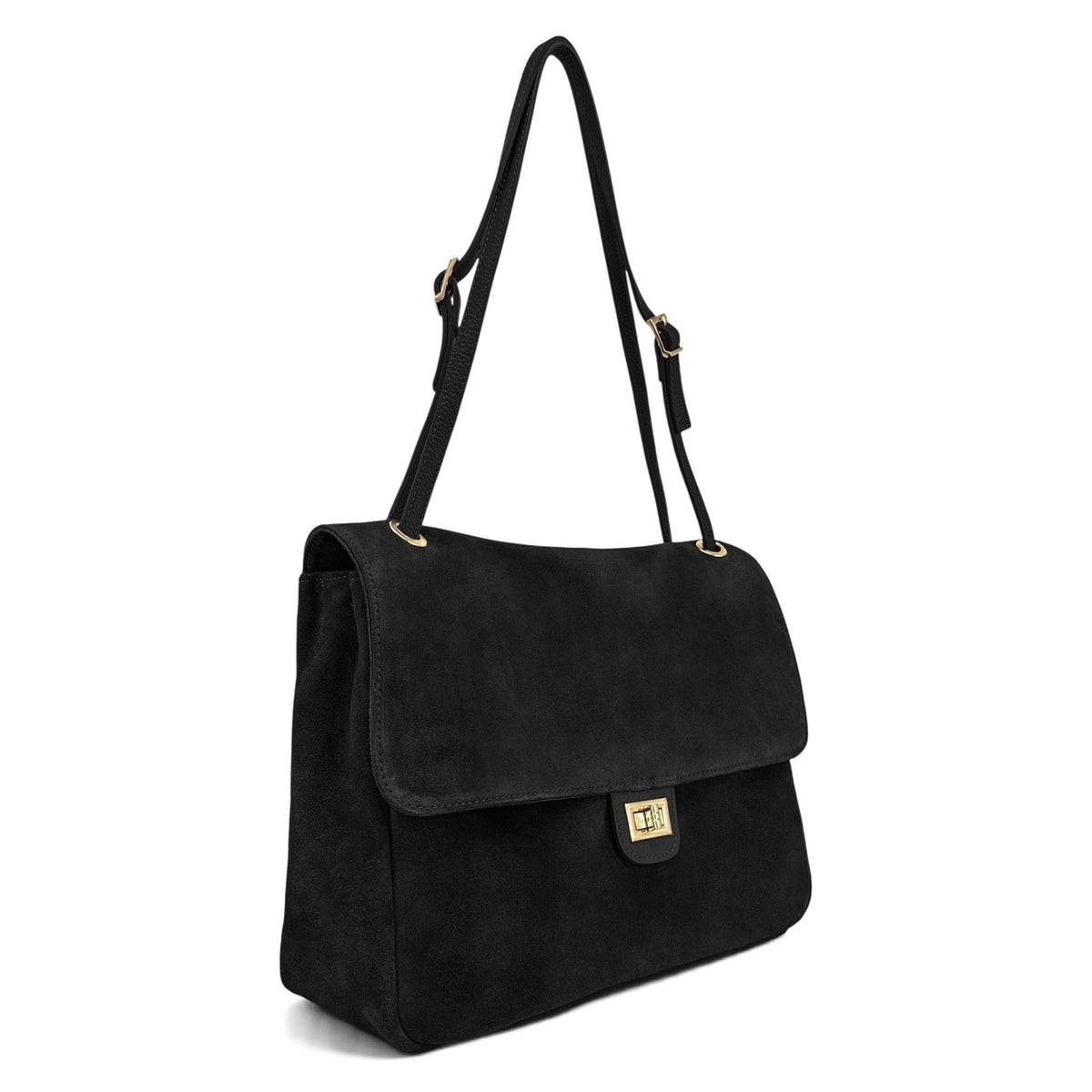 Grand sac besace en daim POPPINS Noir