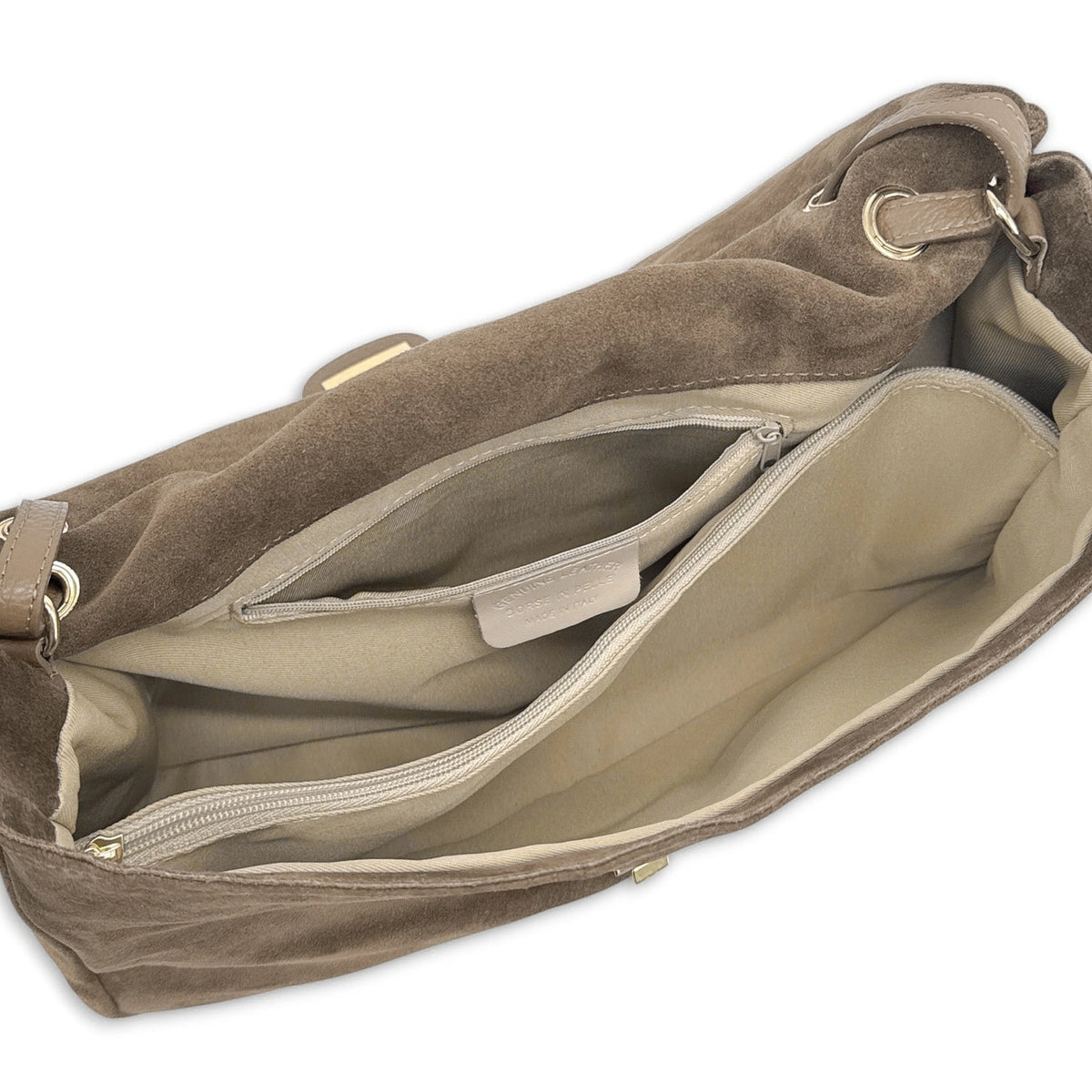 Grand sac besace en daim POPPINS Taupe