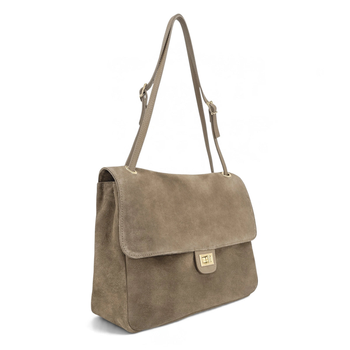Grand sac besace en daim POPPINS Taupe