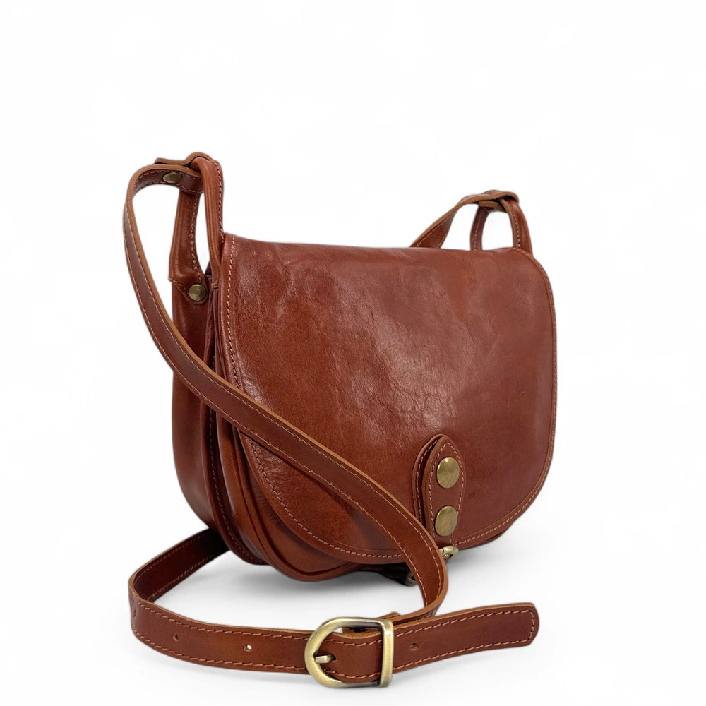Bocca per tracolla in pelle liscia LITTLE VERLAINE Cognac