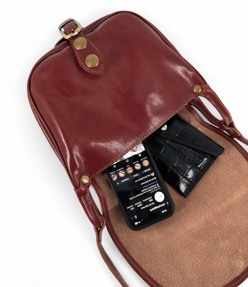 Smooth leather shoulder bag LITTLE VERLAINE Chestnut