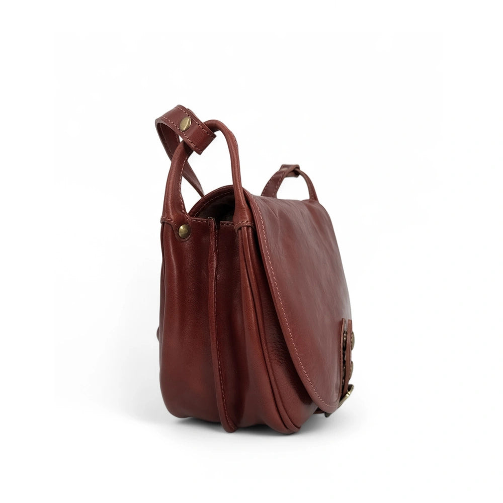 Smooth leather shoulder bag LITTLE VERLAINE Chestnut