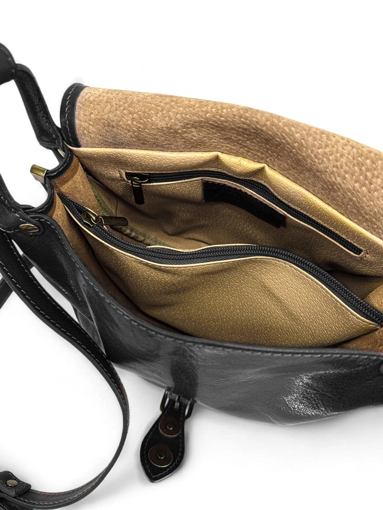 Bolso bandolera de piel lisa LITTLE VERLAINE Negro