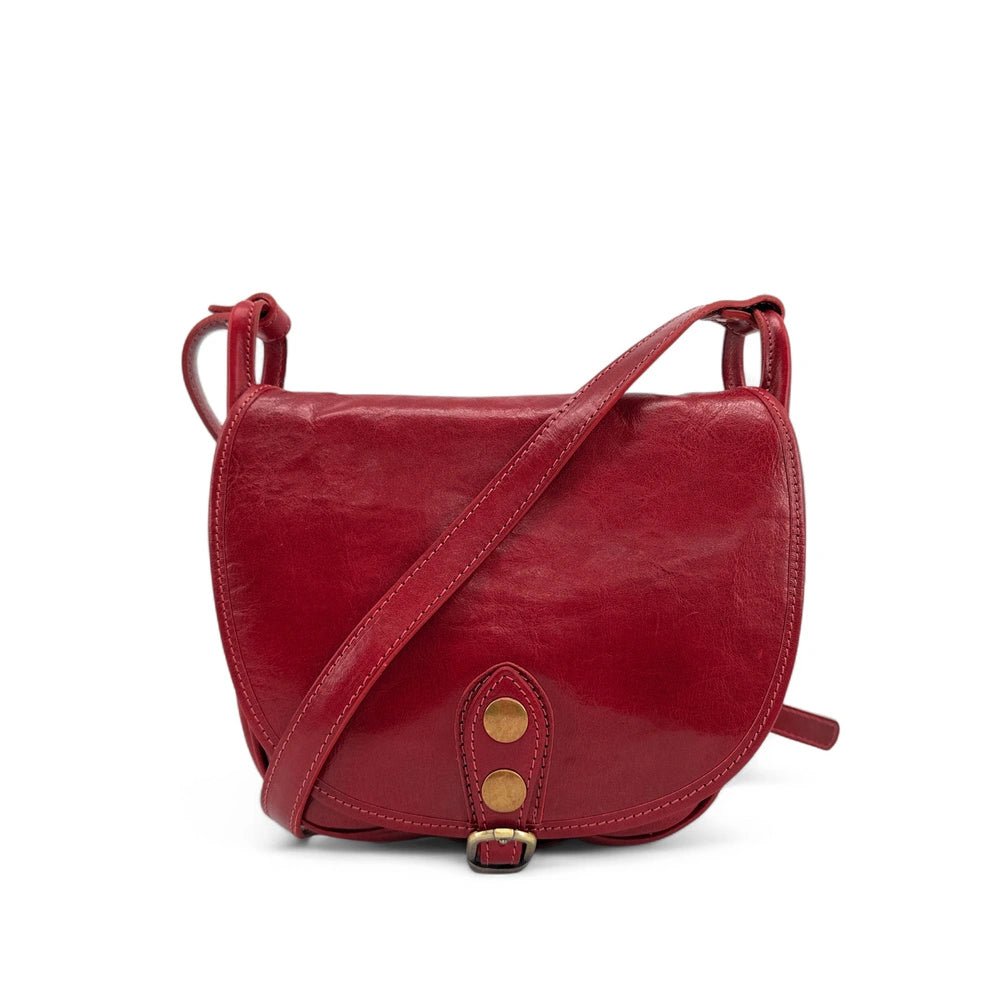 Borsa a tracolla in pelle liscia LITTLE VERLAINE rosso scuro