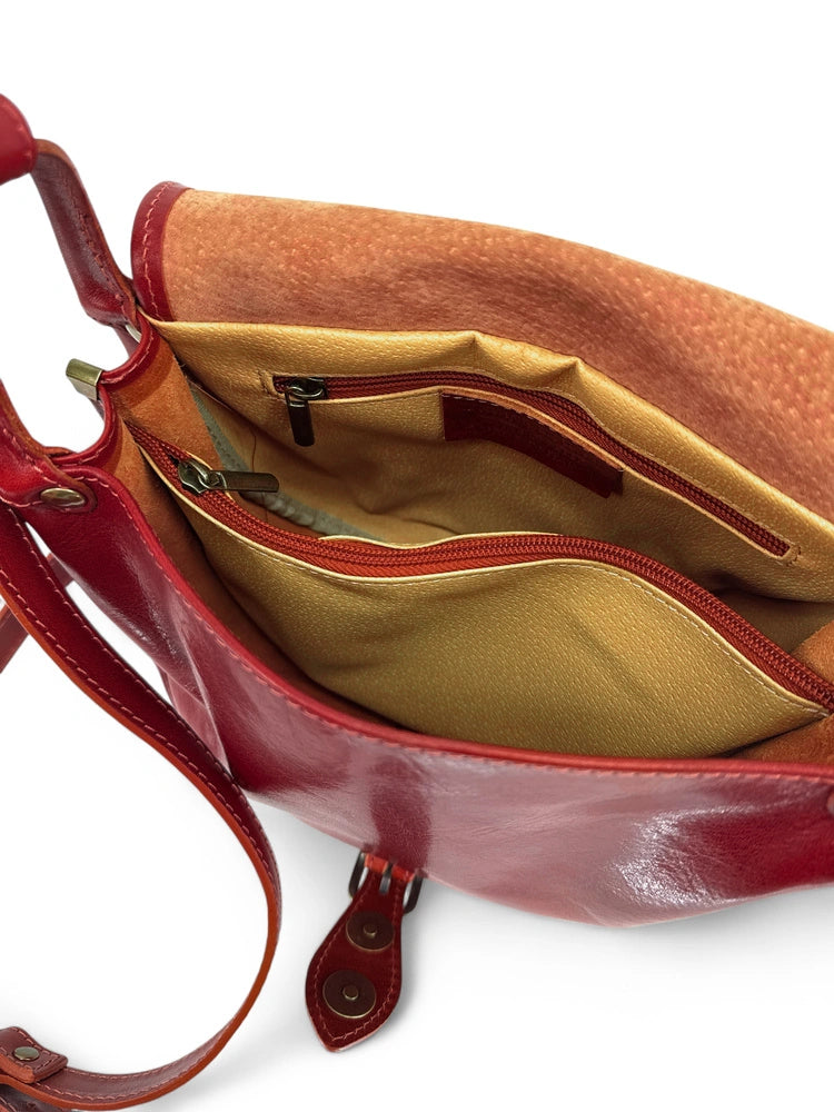Borsa a tracolla in pelle liscia LITTLE VERLAINE rosso scuro