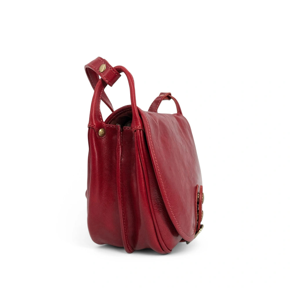 Borsa a tracolla in pelle liscia LITTLE VERLAINE rosso scuro