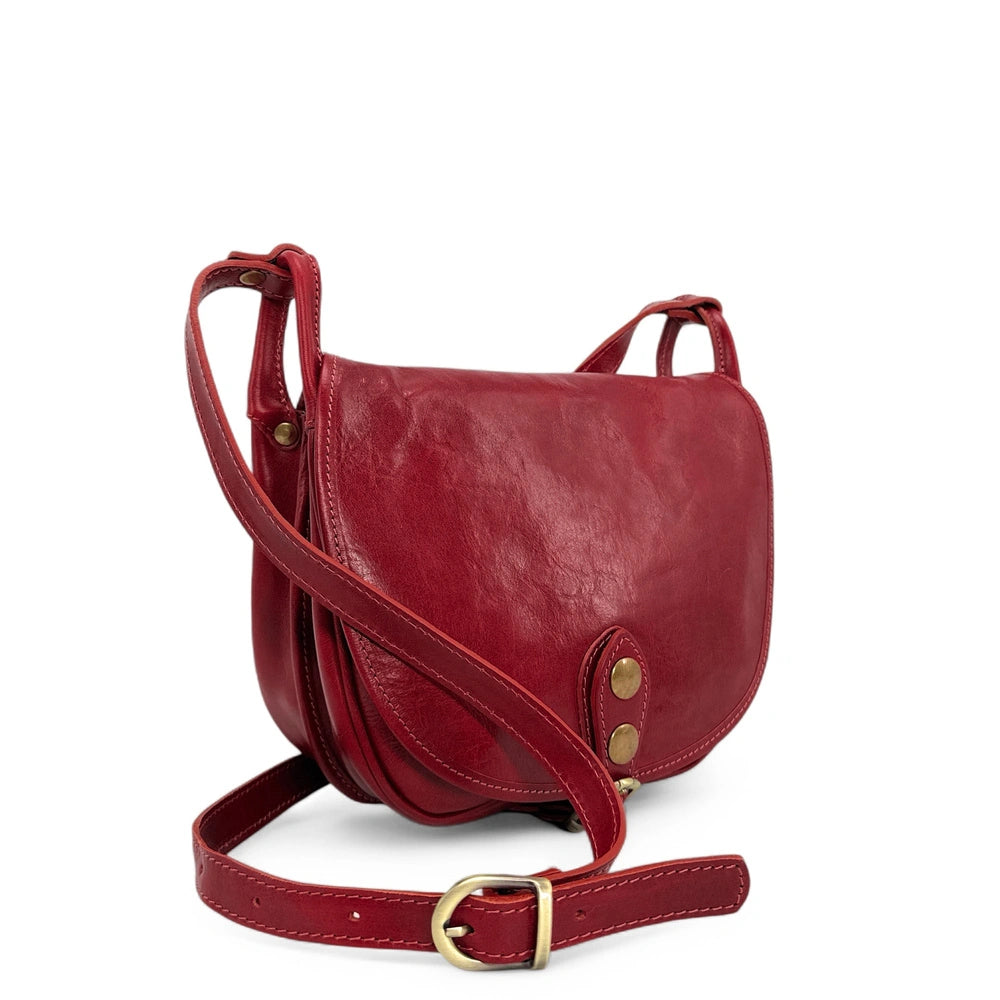 Sac bandoulière en cuir lisse LITTLE VERLAINE Rouge foncé