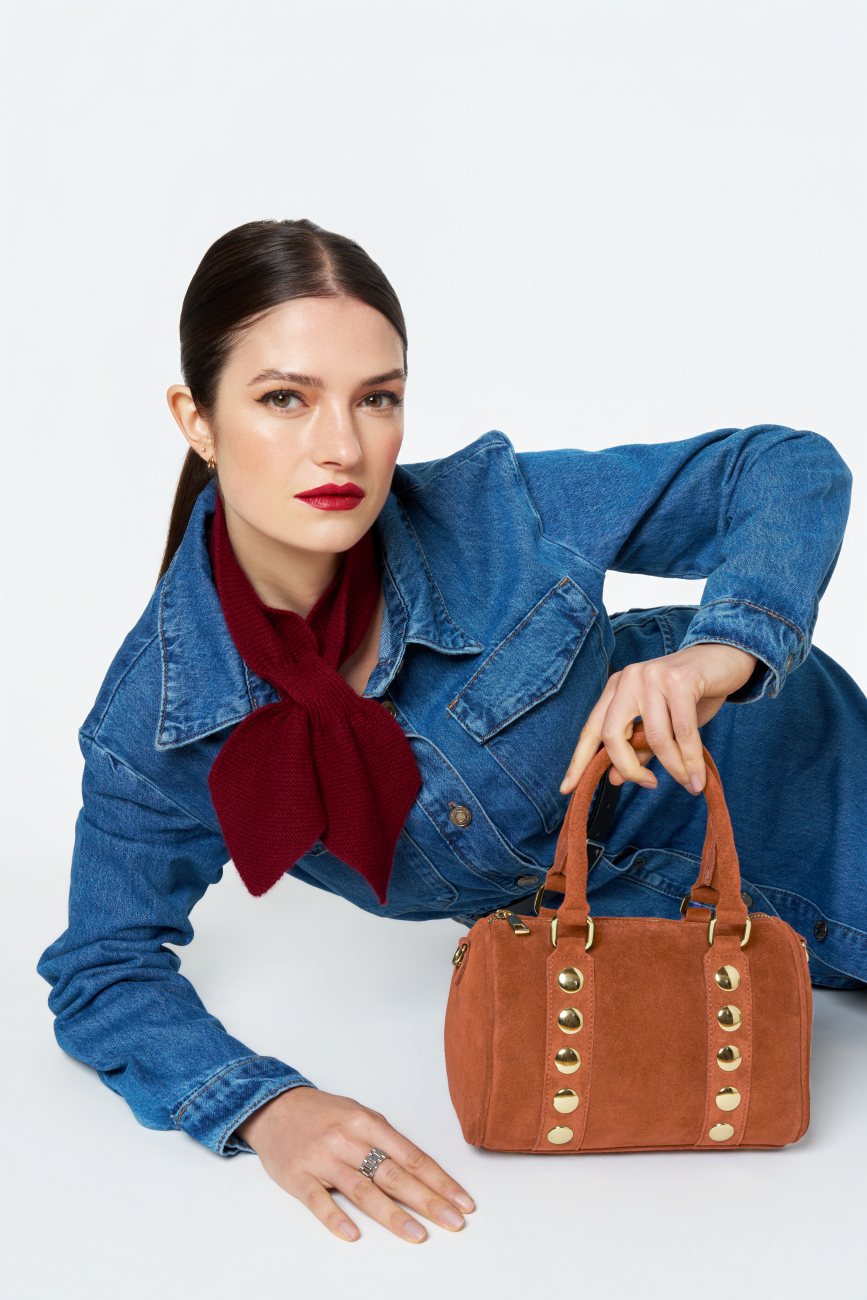 Mini sac bowling en daim DJODY Terracotta