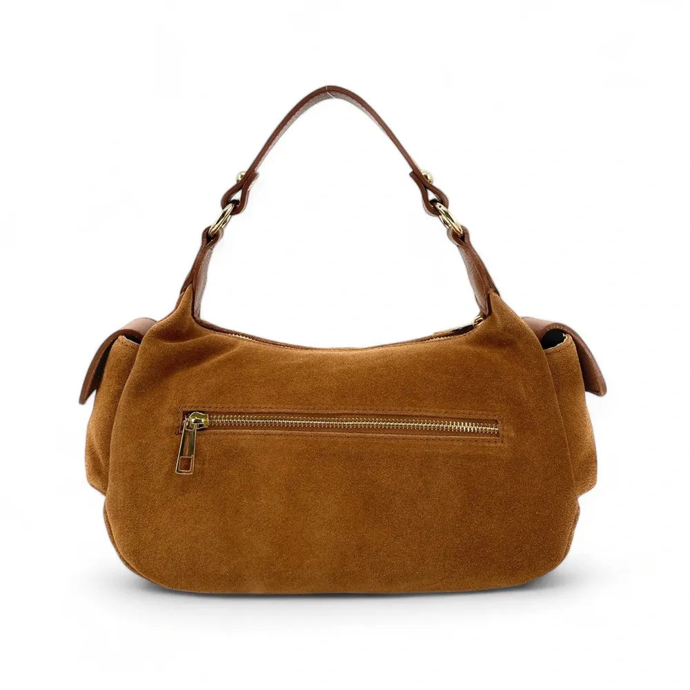 Sac multipoche en croûte de cuir NELLIE Camel