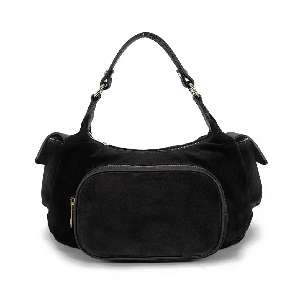 Sac multipoche en croûte de cuir NELLIE Noir