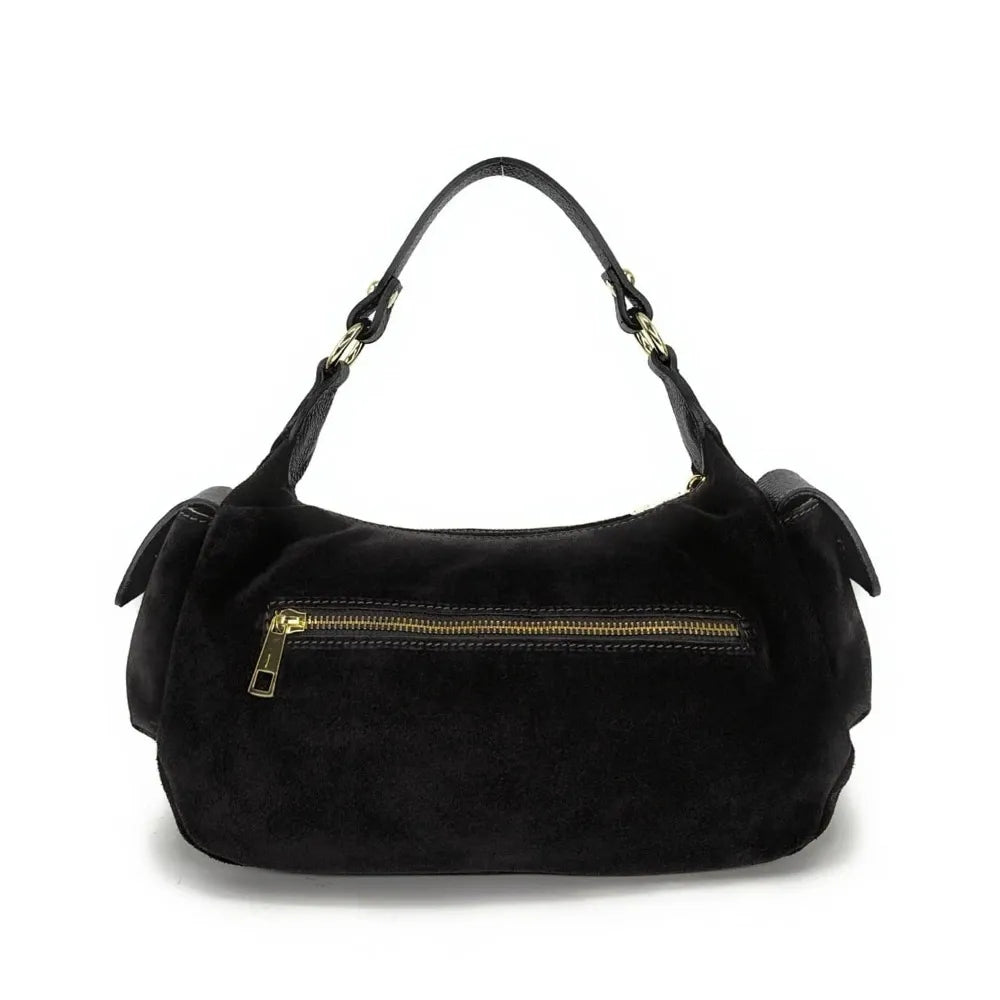 Sac multipoche en croûte de cuir NELLIE Noir