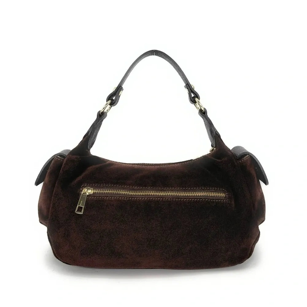 Sac multipoche en croûte de cuir NELLIE Chocolat