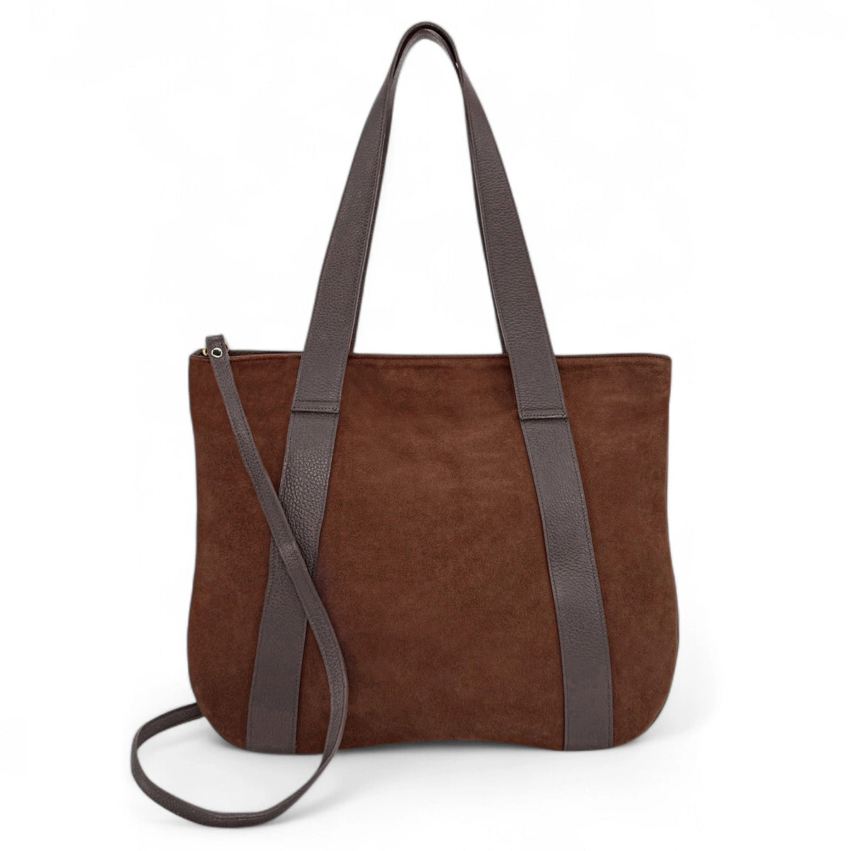 SOLENE chocolate split leather tote bag