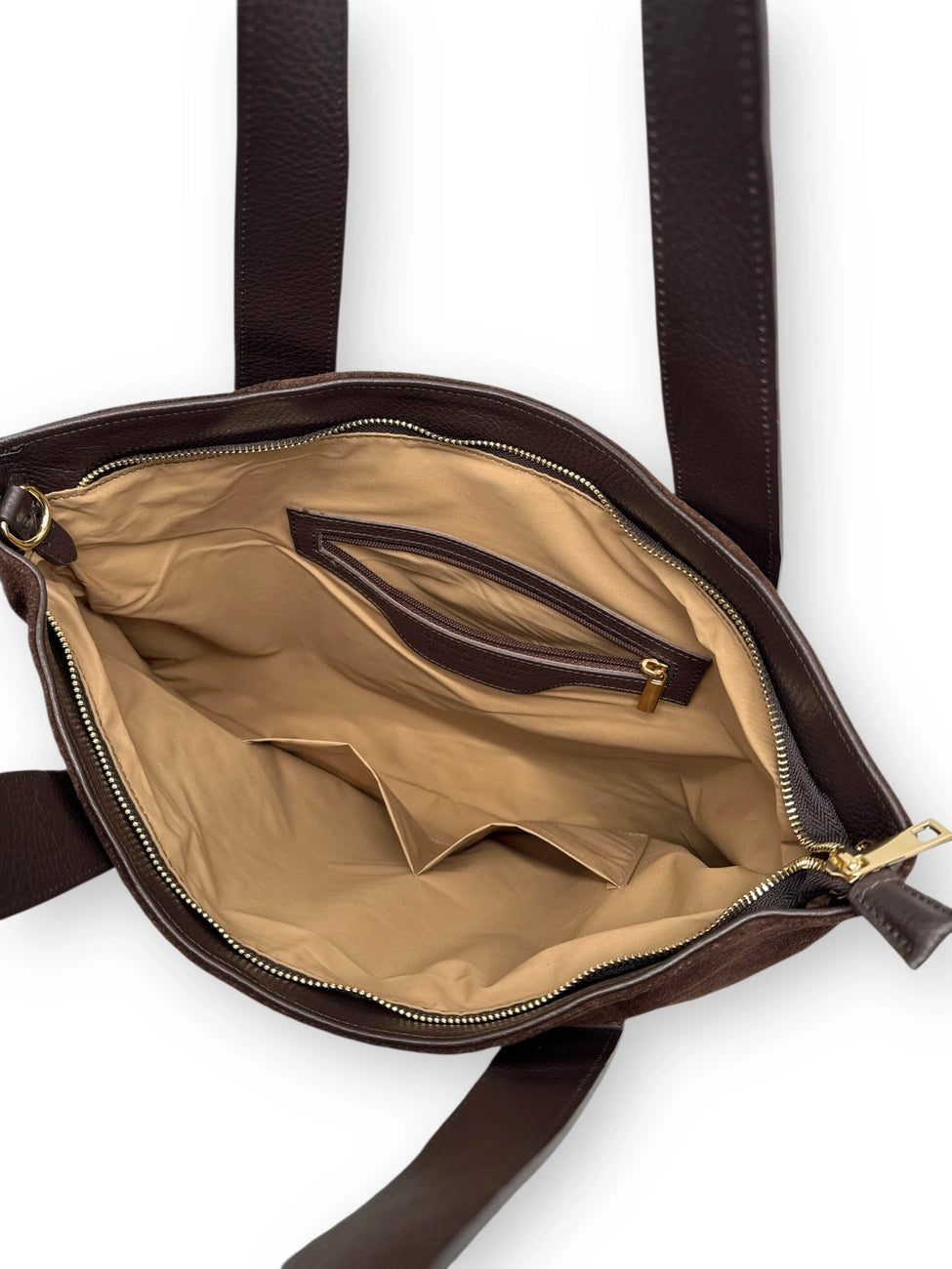 SOLENE chocolate split leather tote bag
