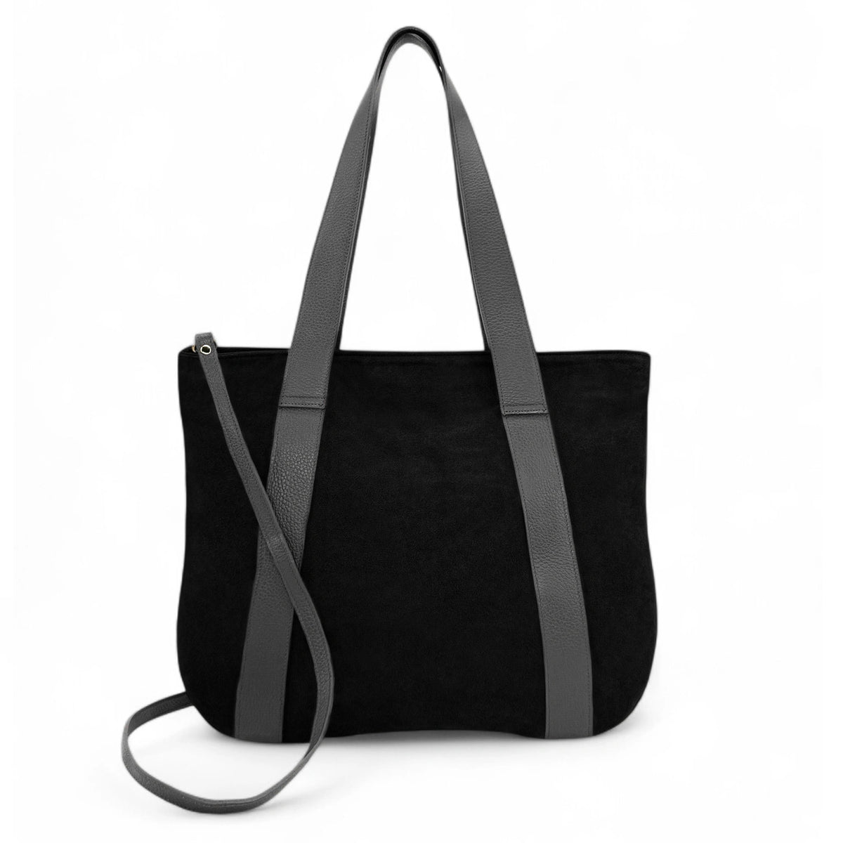 SOLENE black split leather tote bag