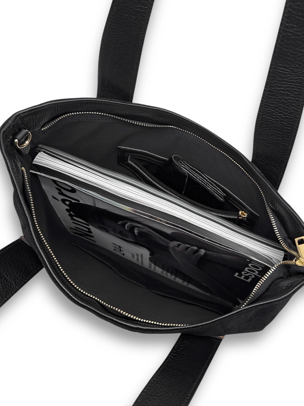SOLENE black split leather tote bag