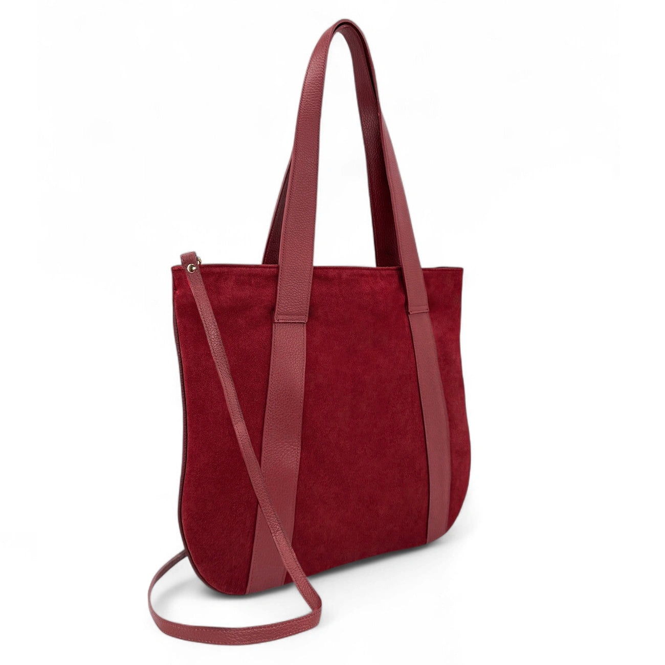 Sac cabas en croûte de cuir SOLENE Rouge bordeaux