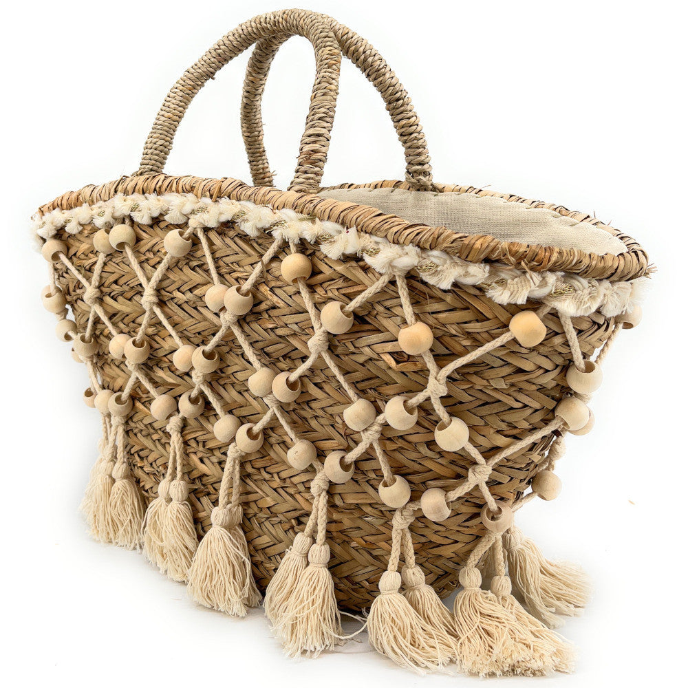Panier cabas en paille PERLE DE SABLE Beige crème