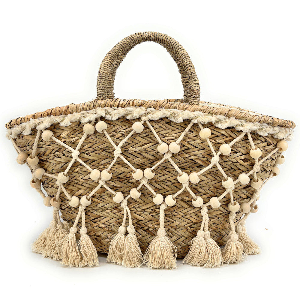 Panier cabas en paille PERLE DE SABLE Beige crème