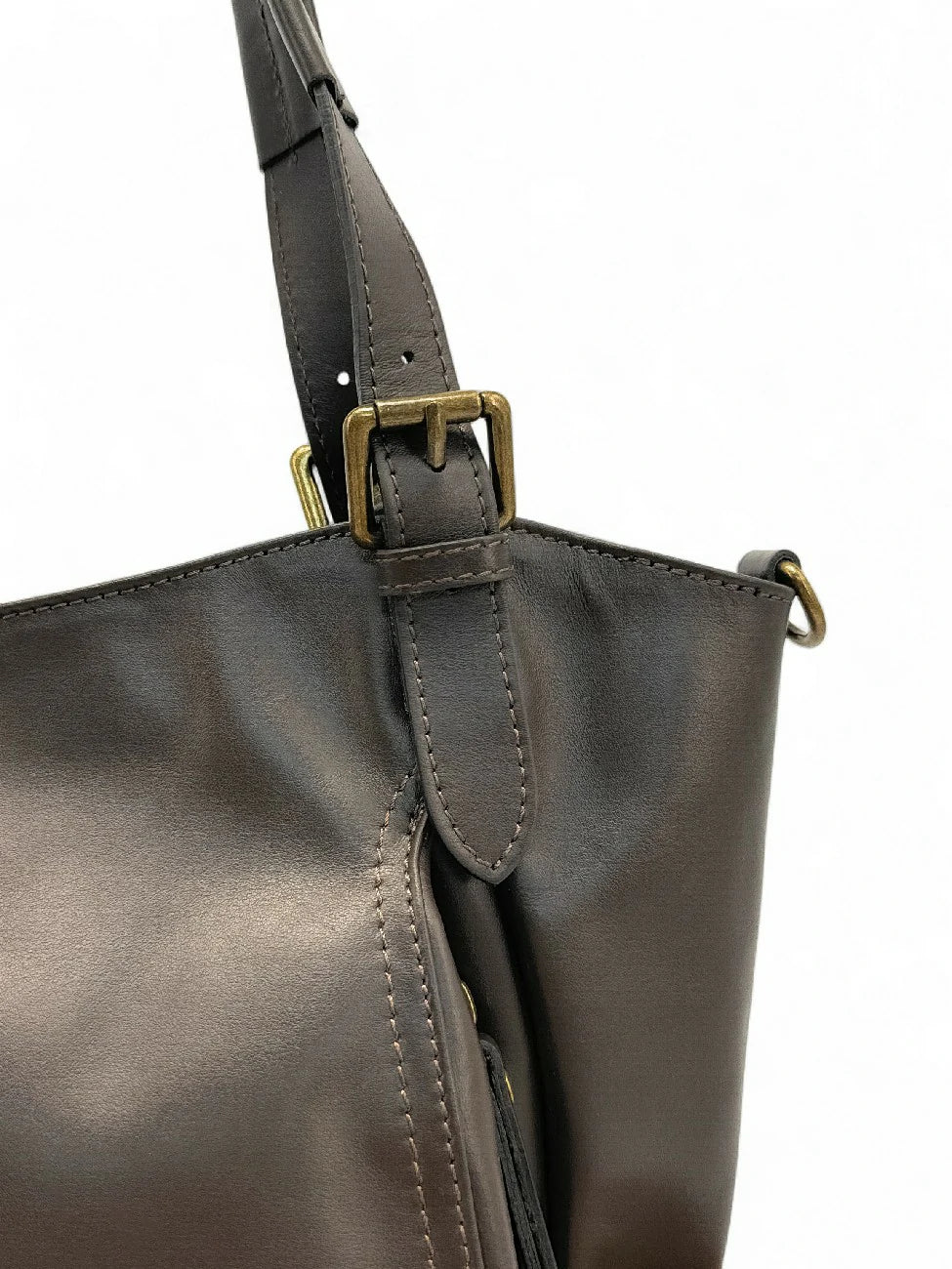 Tasche aus Glattleder ELTON Schokoladenbraun