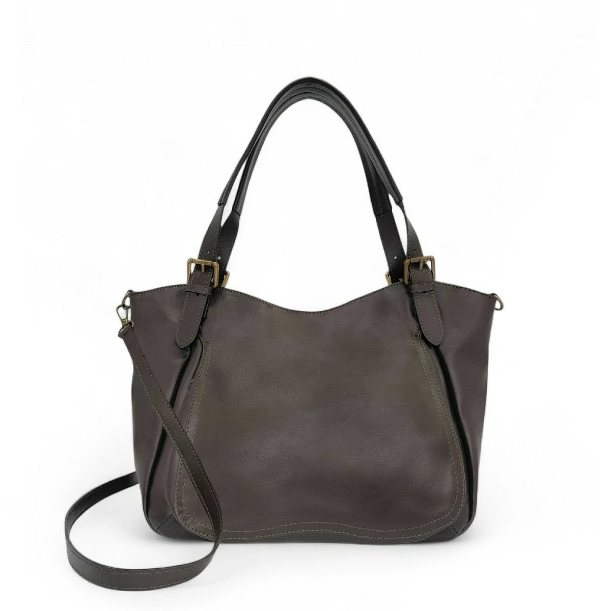 Tasche aus Glattleder ELTON Schokoladenbraun