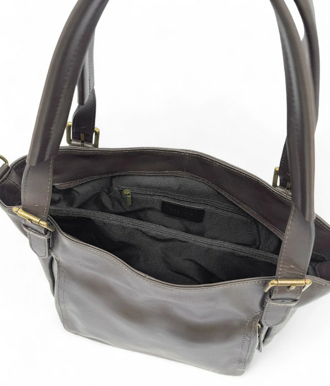 Tasche aus Glattleder ELTON Schokoladenbraun
