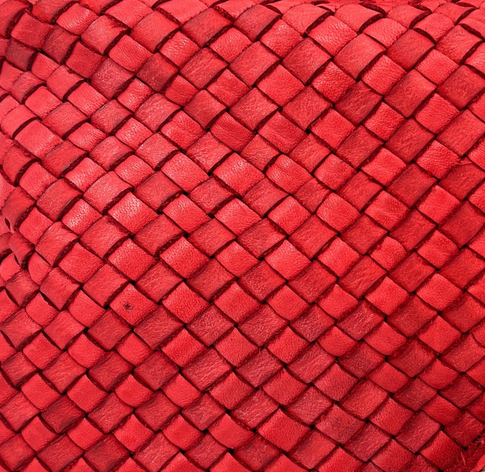 Sac pochette à bandoulière en cuir tressé MISS JOE Rouge garance
